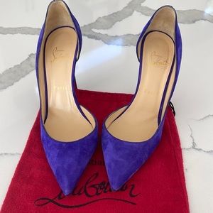 Christian Louboutin Purple Suede Dorsay Stiletto Pumps